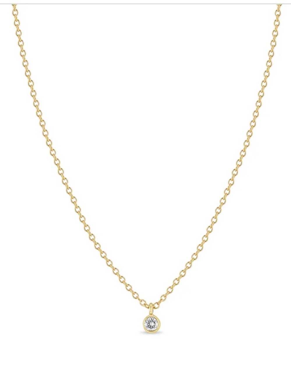 ZOE CHICCO 14K SINGLE DIAMOND BEZEL PENDANT NECKLACE